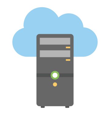 Büyük veri kavramı temsil eden bulut ve veri sunucusu işaretleri