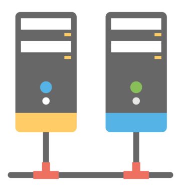 Sunucuları web hosting kavramı temsil eden bir düz yaratıcı simgesi