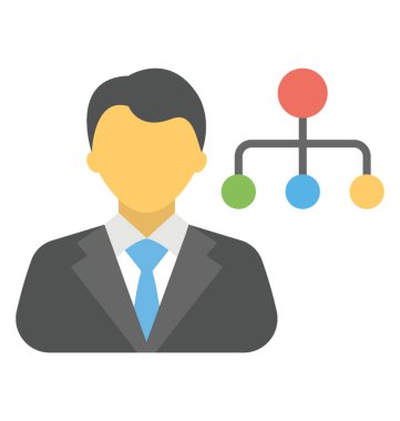 Ağ yapısı, düz simgesi olan bir adam