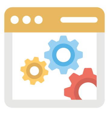 Dişliler, web geliştirme düz simgesi ile Web sitesi