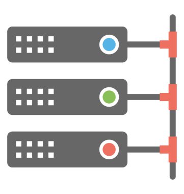Bir veritabanı sunucusu ağ düz tasarım simgesi