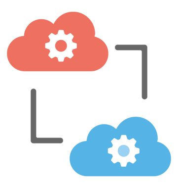 Bulut veri işleme veya bulut eşitleme düz simgesi