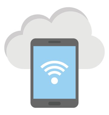 Bulut teknoloji ve hizmet kavramı, mobil bulut app düz simgesi