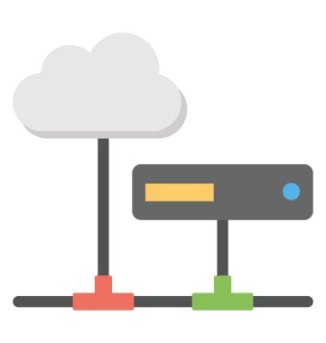 Bulut sunucu ve ağ düz vektör simge barındırma web