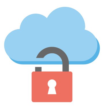 Düz simgesi tasarım bir bulut ve bulut güvenlik temsil eden asma kilit