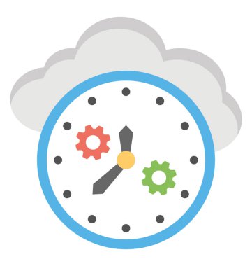 Saat ve Dişliler, bulut işlem düz simgesi bir bulutla