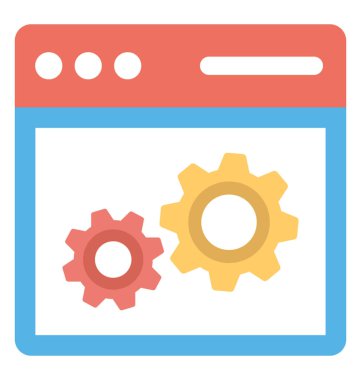 İki Dişliler, Web sitesi geliştirme düz simgesi ile bir web sayfası