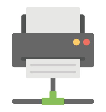 Net bağlantı, düz tasarım simgesi olan bir yazıcıya