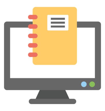 Spirat günlük, web dizini düz vektör simgesi kavramı ile bir monitör