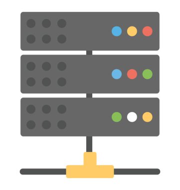 Sunucuları web hosting kavramı temsil eden bir düz yaratıcı simgesi