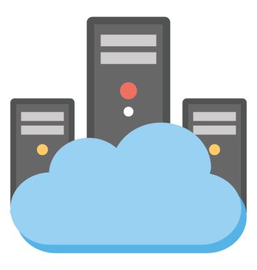 Bir bulut ile web sunucuları düz tasarım simgesi