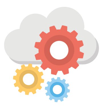 Yapılandırma işlemi düz tasarım simgesi ile bulut