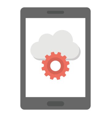 Bulut ve dişli, bulut app yükleme düz simgesi ile bir android telefon ekranı