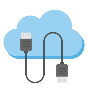 Veri kablosu ile bulut, bulut bilgi işlem kavramı