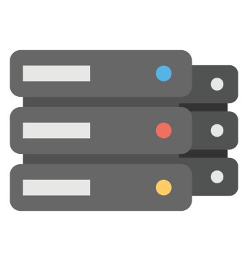 Düz tasarım simgesi, birden çok sunucu veya veritabanı kavramı, 