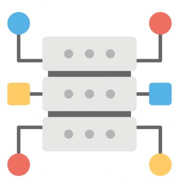 Veritabanı devre veya veritabanı ağ düz simgesi