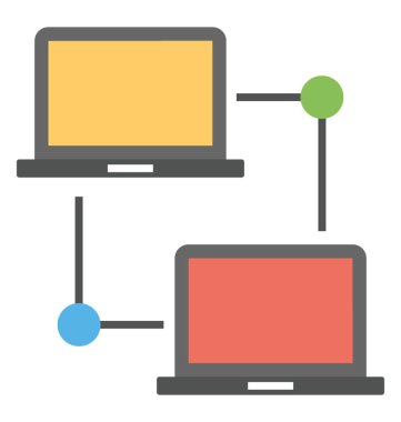 Bağlantı, düz vektör simgesi iki laptop ile bağlanır