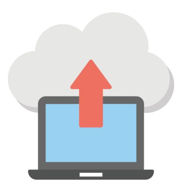 Bulut ve yedekleme ok ile bir dizüstü bilgisayar ekran