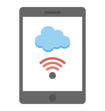 Mobil bulut teknoloji app, düz vektör simgesi