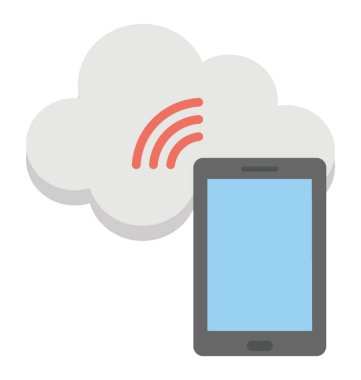 Bulut wifi bağlantı düz simgeleri ile bir cep