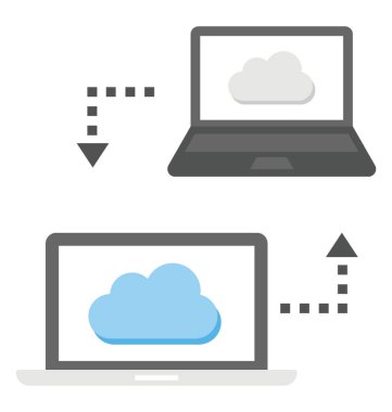 Düz tasarım simgesi bulut veri eşitleme
