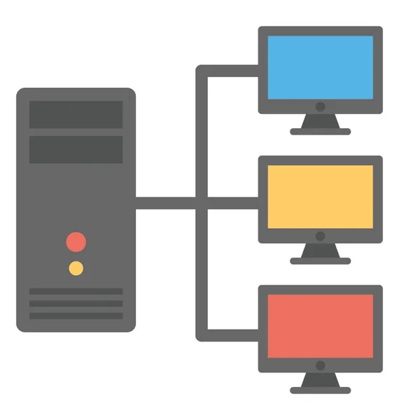 Server Computing Mit Workstations Mit Flachem Vektor Symbol — Stockvektor