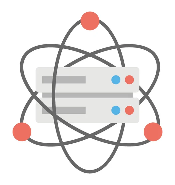Átomo Torno Servidor Conceito Ciência Dados Ícone Design Plano —  Vetores de Stock