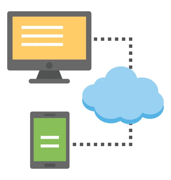 Móvil Compartir Datos Través Nube Con Ordenador Nube Compartir Icono — Vector de stock
