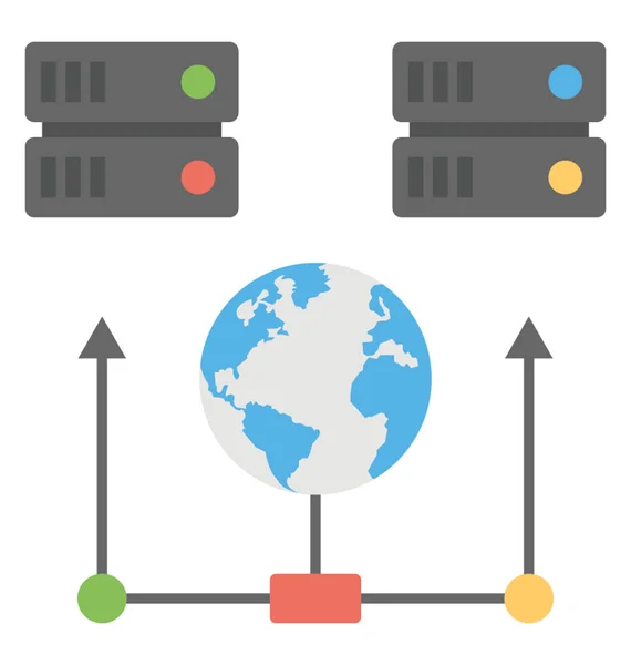 World Tecnología Redes Comunicación Por Internet Icono Plano — Archivo Imágenes Vectoriales