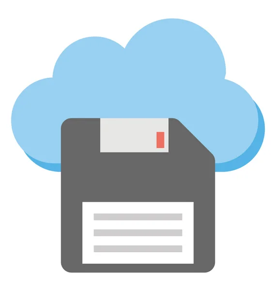 Flache Design Ikone Der Cloud Mit Diskette Konzept Der Cloud — Stockvektor