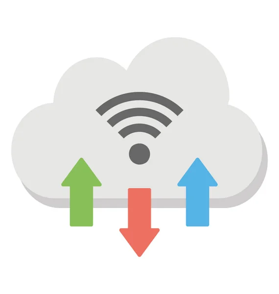 Una Nuvola Wifi Con Elaborazione Delle Informazioni Icona Del Design — Vettoriale Stock