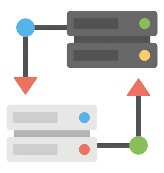 Dos Bastidores Servidor Con Conexiones Icono Vector Plano — Vector de stock