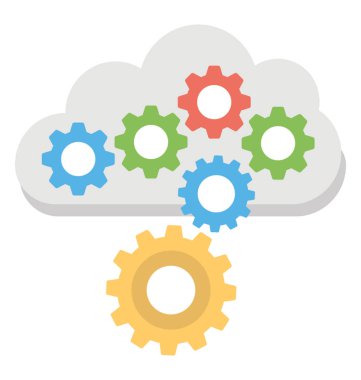 Bulut yönetimi veya bulut yapılandırma düz vektör simgesi