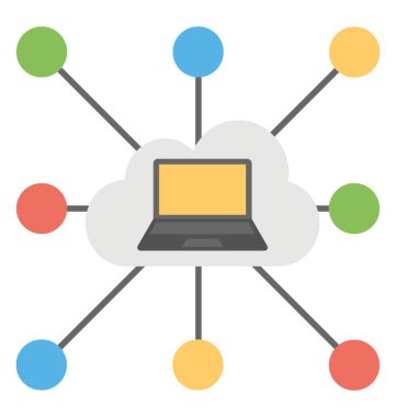 Paylaşılan web hosting ve bağlantıları düz tasarım simgesi