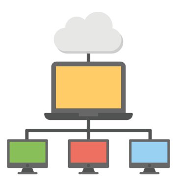 Yaratıcı sistemleri ve web düz simgesi tasarım tarafından paylaşılan web hosting kavramı