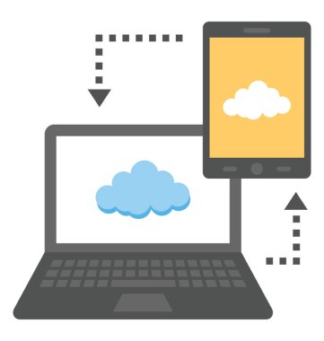 Cep telefonu ve dizüstü bilgisayar bulut hotspot kavramı düz simgesi 
