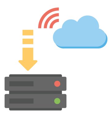 Düz tasarım vektör simgesi bir bulut tabanlı web barındırma hizmeti