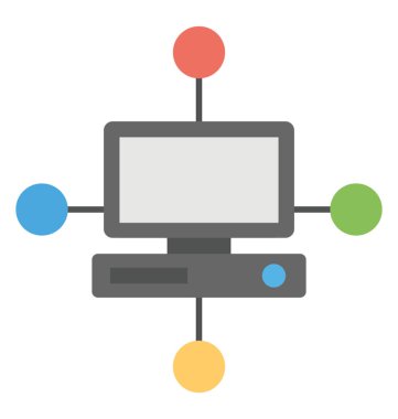 Ağ ve iletişim kavramının düz vektör simgesi