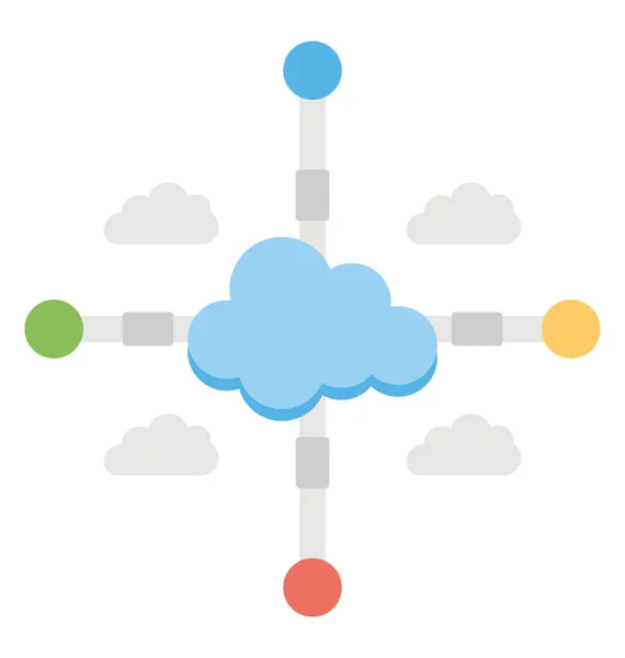 Desarrollo Redes Nube Computación Nube Icono Plano — Vector de stock