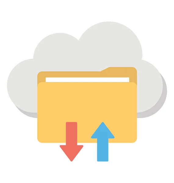 Flat Vector Icon Online Managed Cloud Backup System Concept — Stock Vector