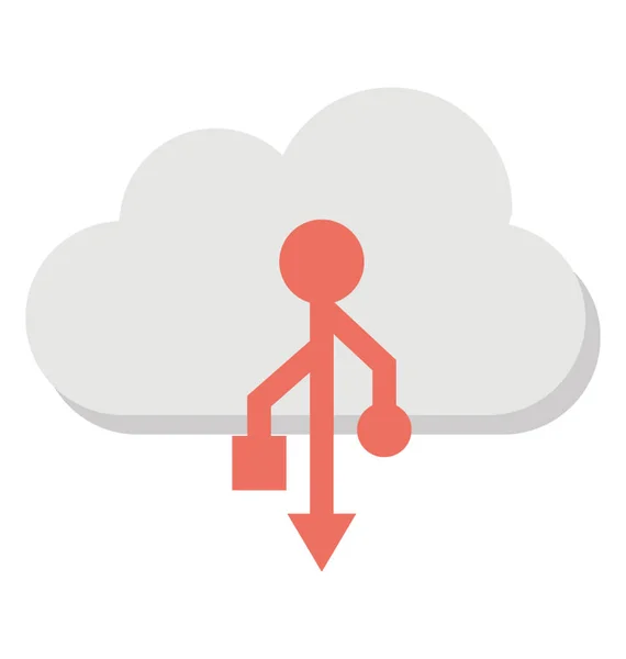 Nube Con Signo Usb Concepto Computación Nube Compartida Icono Vector — Vector de stock