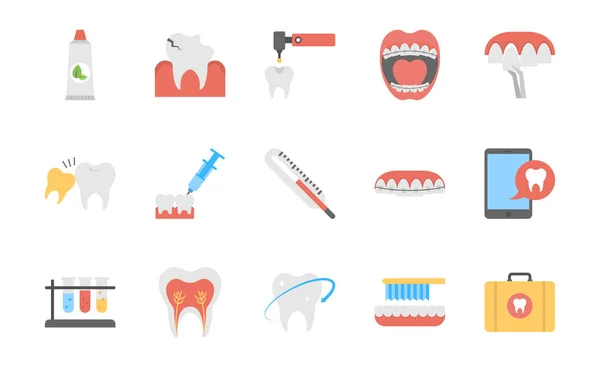 Pack Iconos Dentales Planos — Archivo Imágenes Vectoriales