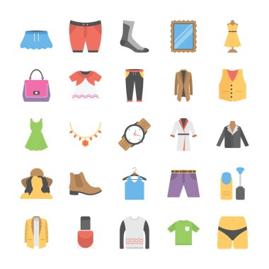 Moda düz simgeler kümesi