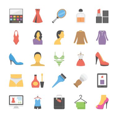 Moda düz Vector Icons Set