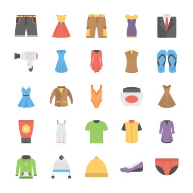 Moda düz tasarım vektör simgeler kümesi 