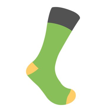 Adam ayak yeşil çorap, düz vektör simge giyiyor 