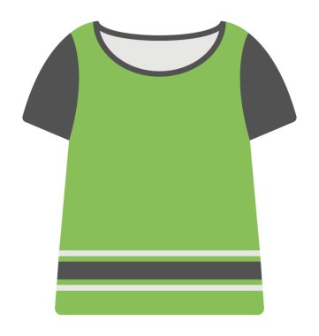 Yeşil renkli, düz vektör simge yuvarlak boyun tee bir gömlek 