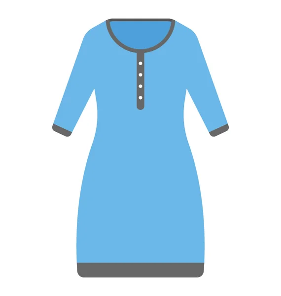 Kvinnliga Tunika Blå Färg Med Full Ärmar Platt Vektor Symbol — Stock vektor