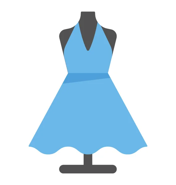 Tailor Mannequin Wrap Dress Blue Flat Vector Icon — Stock Vector