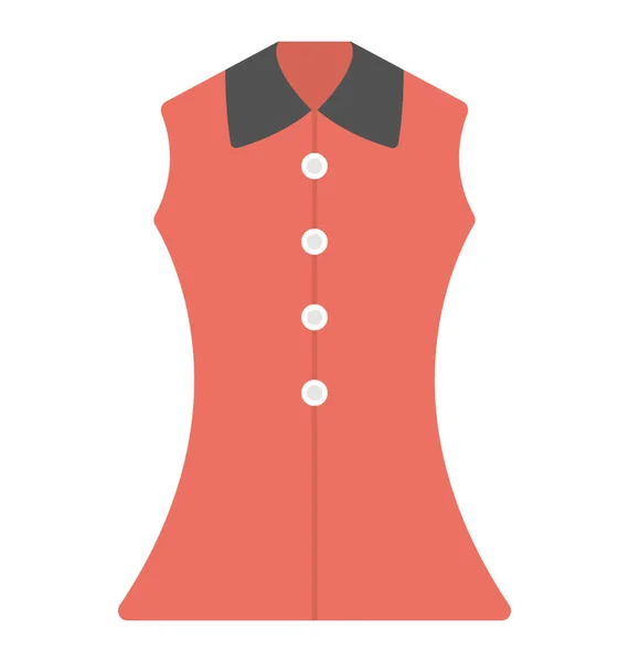 Kızlar Düz Vektör Simge Için Kırmızı Renkte Kolsuz Bir Tunik — Stok Vektör